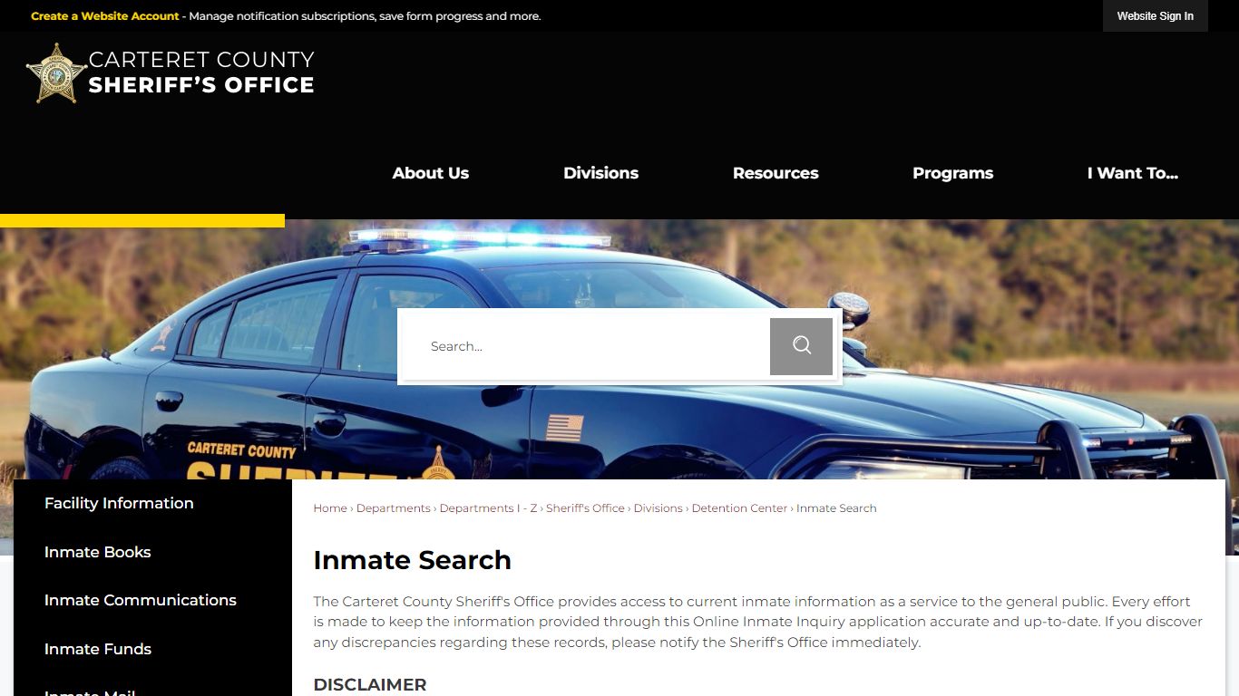 Inmate Search | Carteret County, NC - Official Website