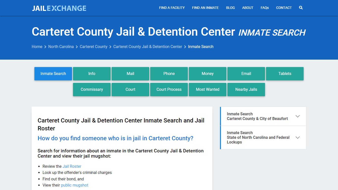 Carteret County Jail & Detention Center Inmate Search